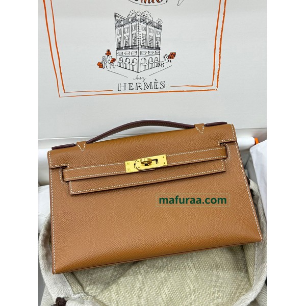 Kelly Pochette ポシェットケリー37/金色（金棕）/金刚色之37 /Gold   ゴールド フランス輸入素材 ヴォーエプソン Epsom ゴールド金具