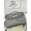 Kelly Pochette ポシェットケリー8F/锡器灰/Etain エタン フランス輸入素材 ヴォーエプソン Epsom ゴールド金具