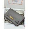 Kelly Pochette ポシェットケリー8F/锡器灰/Etain エタン フランス輸入素材 ヴォーエプソン Epsom ゴールド金具