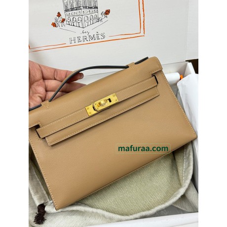 Kelly Pochette ポシェットケリー0M/Chai （奶茶色）玛萨拉茶色 チャイ フランス輸入素材 スイフト swift ゴールド金具