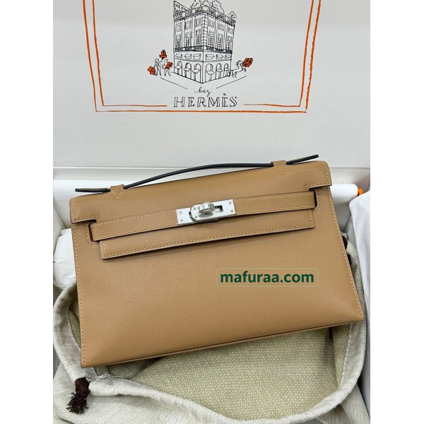 Kelly Pochette ポシェットケリー0M/Chai （奶茶色）玛萨拉茶色 チャイ フランス輸入素材 スイフト swift シルバー金具