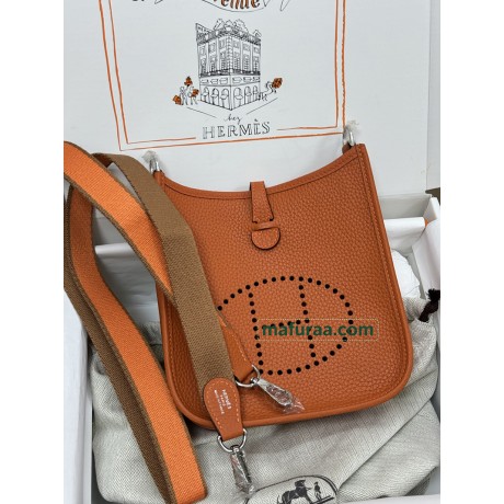 mini Evelyn 93/爱马仕橙/橙色/Orange  オレンジ トリヨンクレマンス CLEMENCE  TC シルバー金具
