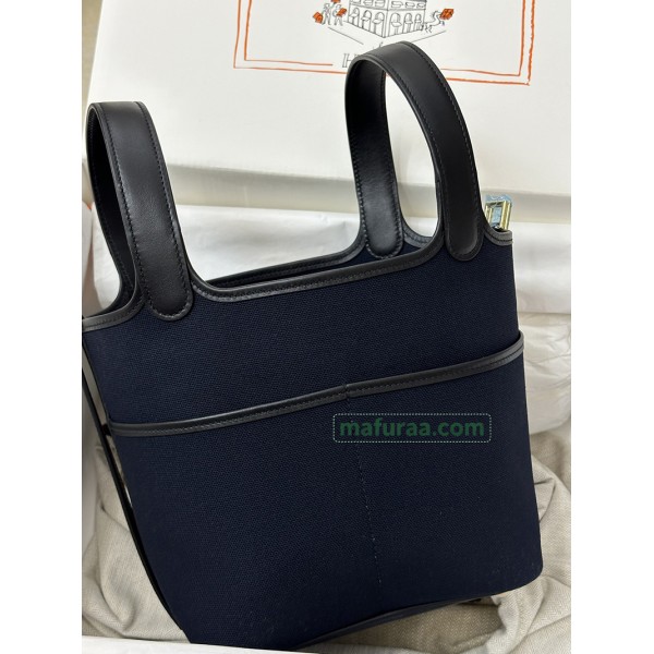 ピコタン 18cm Picotin 18CM 2Z/午夜蓝 Blue nuit ブルーニュイ フランス輸入素材トリヨンクレマンス CLEMENCE  TC ゴールド金具