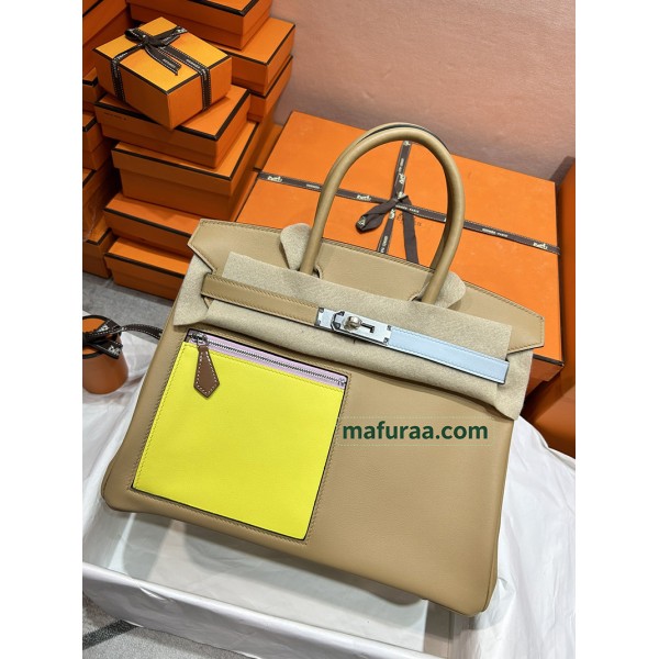 birkin 30cm  0M/Chai （奶茶色）玛萨拉茶色 チャイ フランス輸入素材 スイフト swift
