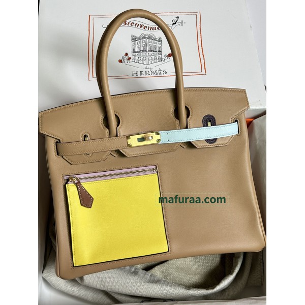 birkin 30cm 0M/Chai （奶茶色）玛萨拉茶色 チャイ フランス輸入素材 スイフト swift