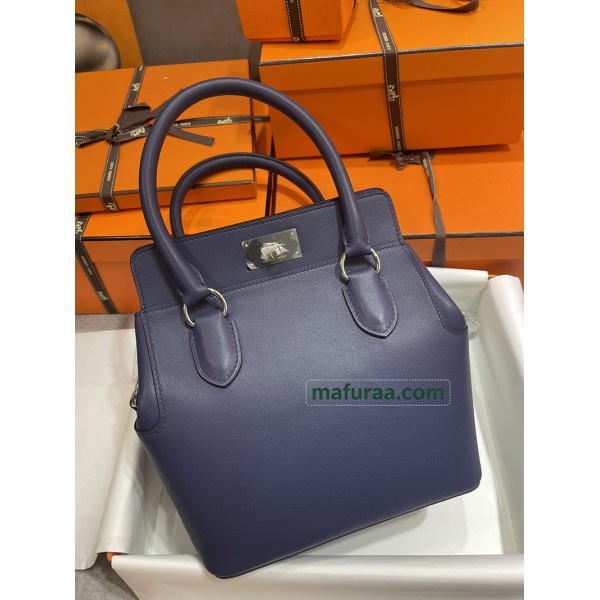 HERMÈS ミルクバッグ20cm/73/宝石蓝/Blue Saphir  ブルーサフィール フランス輸入素材 スイフト swift シルバー金具
