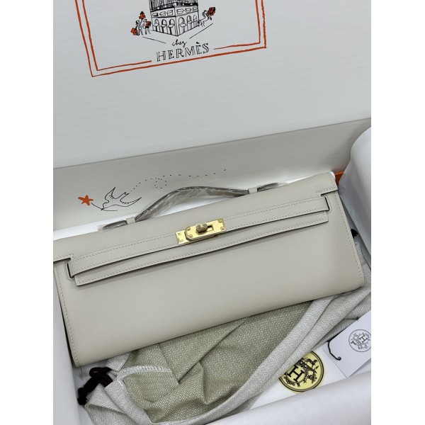 Kelly cut 31cm 10/奶昔白/Craie  クレ フランス輸入素材 スイフト swift ゴールド金具
