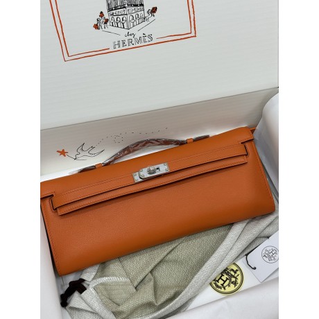 Kelly cut 31cm 93/爱马仕橙/橙色/Orange   オレンジ フランス輸入素材 スイフト swift シルバー金具
