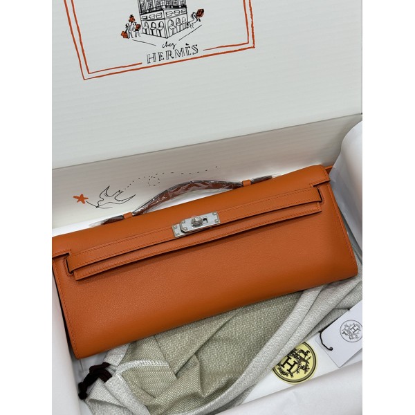 Kelly cut 31cm 93/爱马仕橙/橙色/Orange   オレンジ フランス輸入素材 スイフト swift シルバー金具