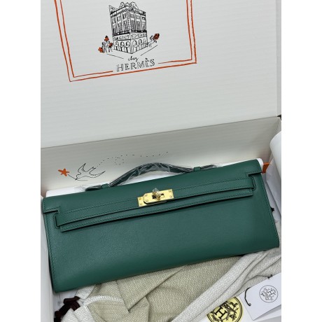 Kelly cut 31cm U4/丝绒绿/Vert Vertigo  ヴェールヴェルティゴ フランス輸入素材 スイフト swift ゴールド金具